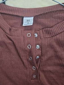 Ribbed Button-Up Top