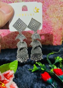 Oxidized Jhumka Earrings