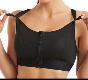 Black Zip Front Sports Bra