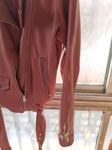 Zara Peach Leather Jacket Imported
