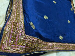 Heavy Weight Saree Italian Fabric Royal Blue