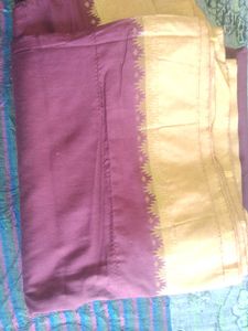 Marron With Gold Border Saree