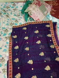 Purple Bandhani Saree