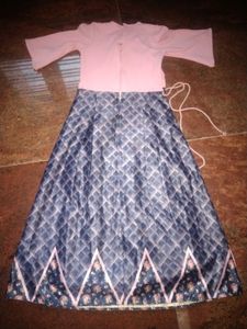 pink and blue combination gown