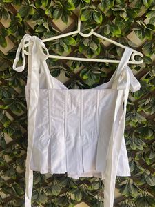 White Tie Shoulder Corset Top
