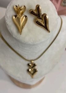 Heart Necklace &amp; Earrings Set