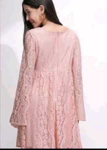 Pink Lace Long Sleeve Dress