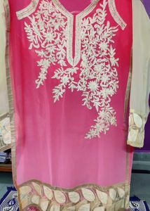 unstitched Elegant Red Kurta with plazo n aster