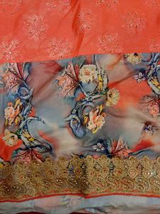 Orange Floral Saree