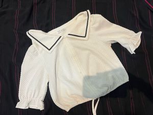 White Peter Pan Collar Top