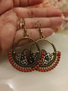 Red &amp; Bronze Boho Earrings