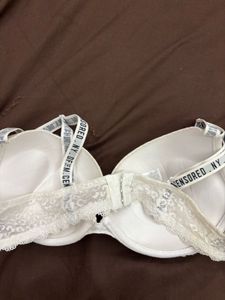 White Leopard Print Push Up Bra