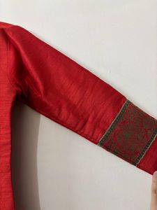 Red Ethnic Buttoned Kurta| Sherwani