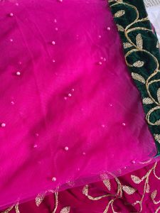 Lehenga Frock With Duppatta Pink &amp;green Colour