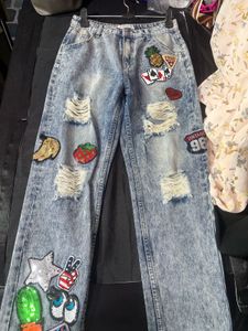 Ripped & Patched Wide Leg Jeans