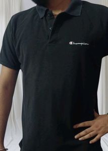 Champion Black Polo Shirt - Size Medium
