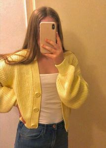 Yellow Knit Cardigan