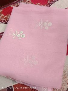 A Pink Saree With Beautiful Design