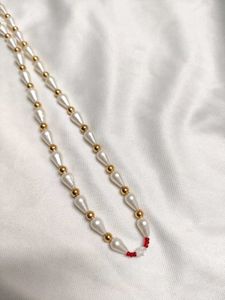 beaded Pearl & Gold Necklace