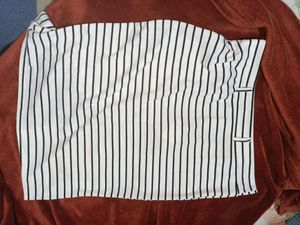 Stripped Body Con Midi Skirt