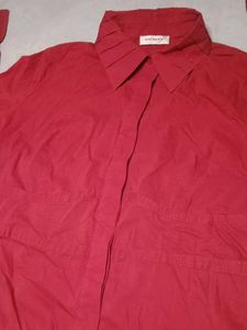 Orsay Wine Red Pleated Collar Top with Front Seam✨