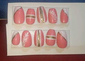 Pink &amp; Gold Press-On Nails