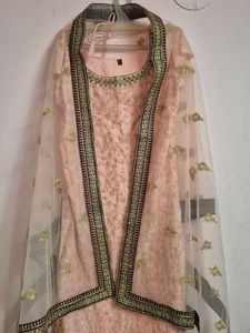 Peach Embroidered Kurta Set