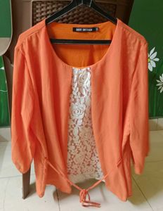 Orange Formal Floral Blouse