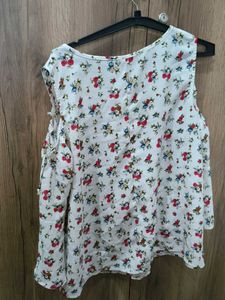 White Floral Cold Shoulder Top