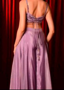 Embroidery Shoulder Straps Crop Top Plazzo Duppata