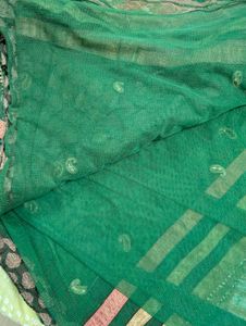 Green Net Saree With Blouse