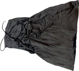 black satin mini dress