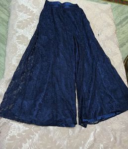 Elegant Blue Lace Palazzo Pants