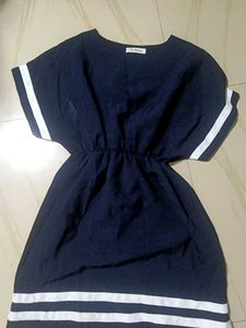 Navy Blue Striped Mini Dress