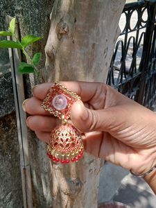 Red Jhumka Earrings