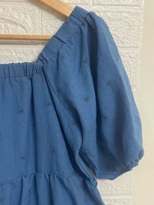 Blue Tiered Mini Dress