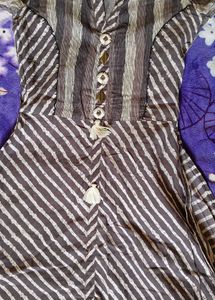 Striped Button-Down Tunic Top
