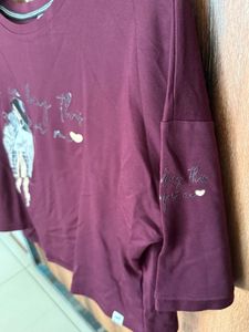 Maroon Graphic Print Tee