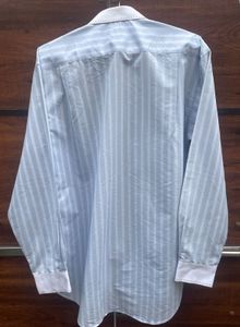 Korean Light Blue And White Striped Shirt
