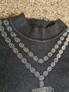 Houndstooth Embellished Sweater