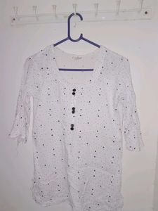 White Polka Dot Top