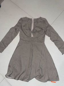 URBANIC Checkered Long Sleeve Mini Dress