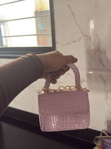 Lilac Croc-Embossed Mini Bag