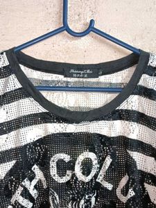 PLUS SIZE See-through Fashion Top Stripped Multico