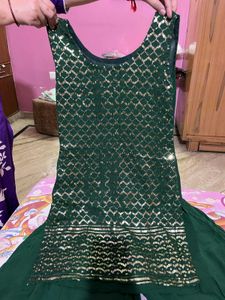 Green Sharara Suit With 2Choli For Women