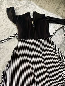 Girls' Black &amp; White Striped Dress
