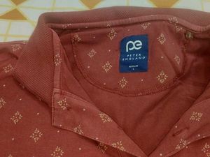 Men's Maroon Patterned Polo T shirt