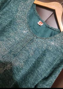 Sea Green Winter Kurta Plazo Set For 42 Bust