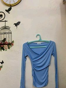Cute Blue Wrap Top