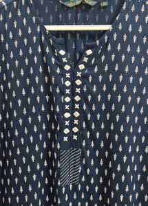 Navy Print Midi Dress